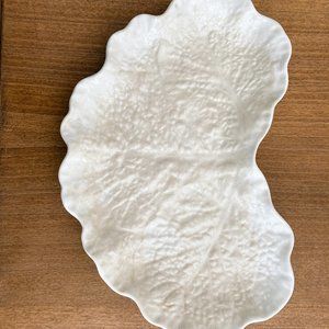 Vintage Spode Impl England Imperial Fancies Cabbage Leaf Crescent White dish